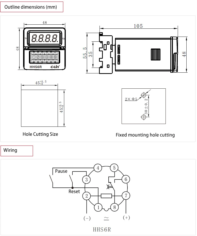 Hhs6r-2 Repeat Time Delay Relay with 2 Set Delay Contact 0.01s-99h99m Timing