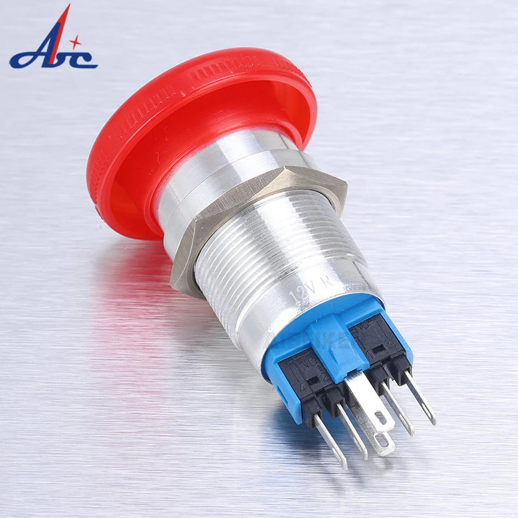 Electrical Plastic Waterproof 3 Pin Mushroom 22mm on off Latching or Momentary Emergency Stop Push Button